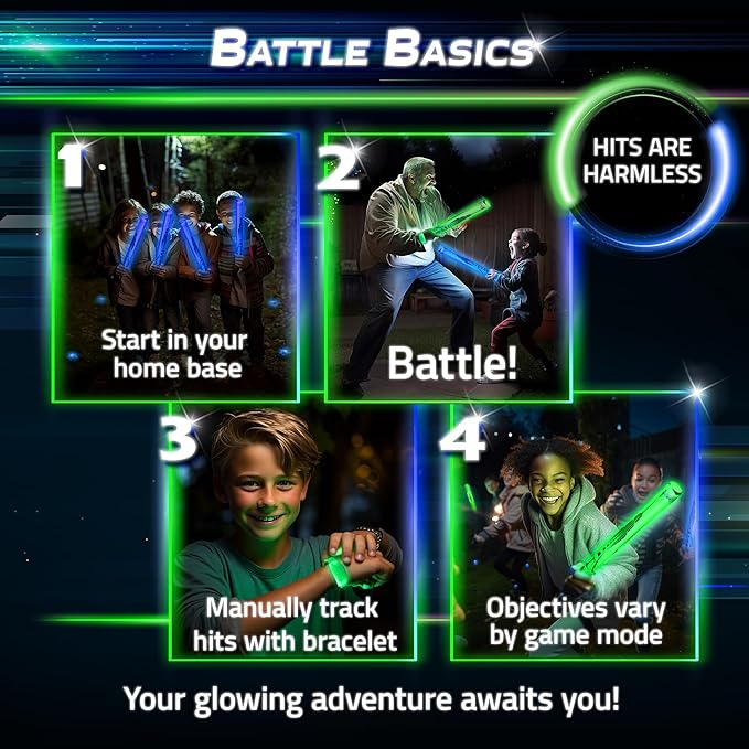 Starlux Games Glow Battle - Family Pack: A Thrilling, Glowing Sword Game | 2-8 Players, Age 8+ | Outdoor Games | Glow Games | Family Games | Outdoor Toys for Kids 8-12 Idea