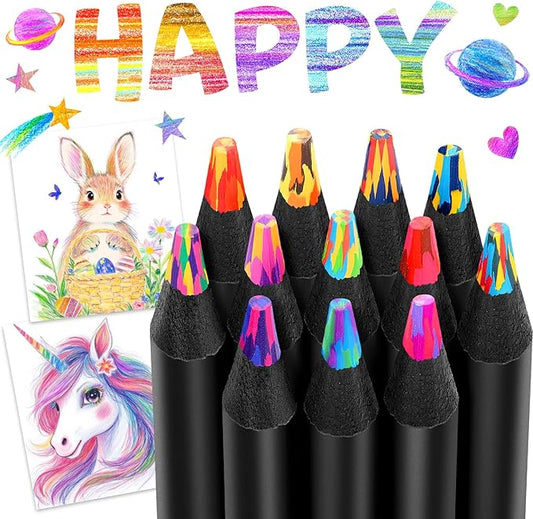 Stocking Stuffers for Kids, Colored Pencils, Art Supplies, 12 Rainbow Pencils, Teen Girl Gifts Trendy Stuff, Arts and Crafts for Kid Ages 8-12, Kids Stocking Stuffers, Gifts for 6-12 Year Old Girl