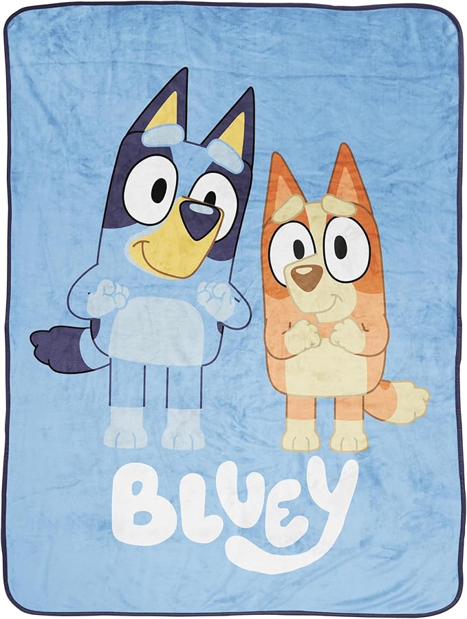 Jay Franco Plush Throw Blanket – 46" x 60" Inches Kids Hero Soft & Cozy Fleece Throw for Bedroom & Couch Décor, Official Licensed Product, Blue - Bluey