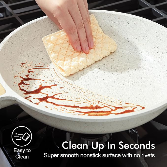SENSARTE Nonstick Ceramic Frying Pan Skillet, 8 Inch Omelet Pan, Healthy Non Toxic Chef Pan, Induction Compatible Egg Pan with Heat Resistant Handle, PFAS-Free, White