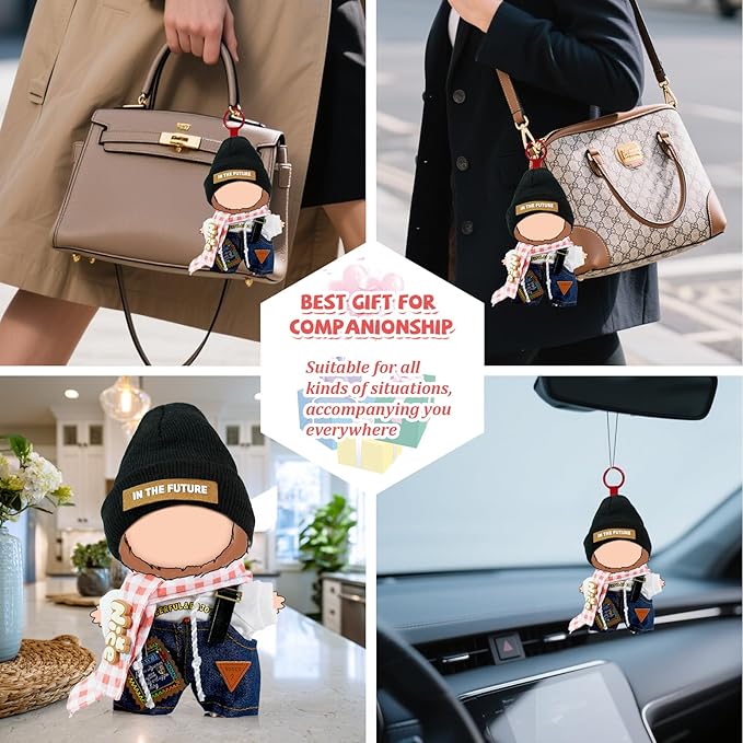 4 Piece 17cm Cool Doll Clothes and Accessories Set Stylish Hat Top Pants Outfit Edgy Doll Fashion Sets