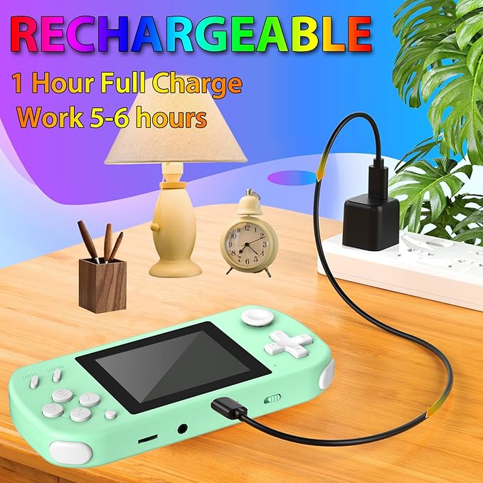 Handheld Games for Kids Built-in 218 Video Games, Portable Kids Travel Toys for Ages 4-13 with Rechargeable Battery 3.0" HD Screen, Mini Gaming Player Birthday Gifts for Boys Girls (Cyan)