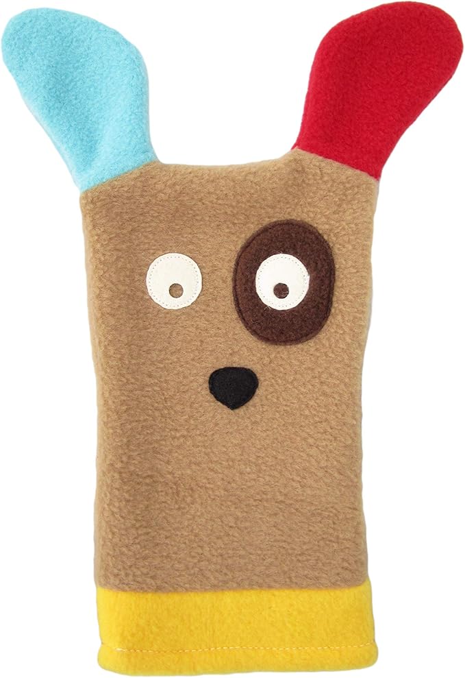 Cate & Levi Baby Boy Gift - Hand Puppets - Made in Canada - Eco Friendly Polar Fleece - with Movable Mouth (Peek A Boo, Dog)