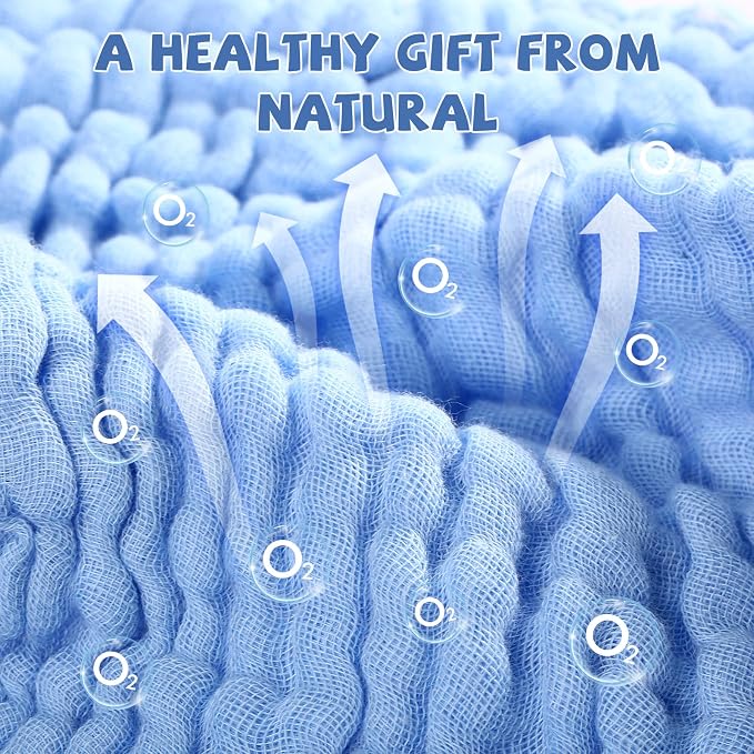 MUKIN Baby Washcloths - Soft Face Cloths for Newborn, Absorbent Bath Wipes, Burp Cloths or Towels, Baby Registry as Shower. Pack of 6-12x12 inches (Blue)