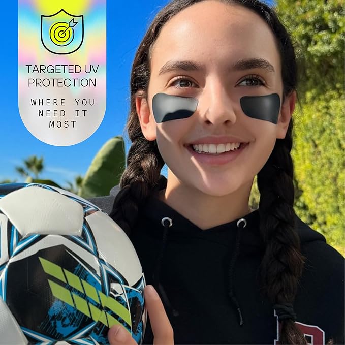 Sun Patch, Hypoallergenic Sun-Screen Under Eye Patches, 100% Silicone UPF-50 UV Protection, Reusable, 1 Pack/4 Pairs, Black