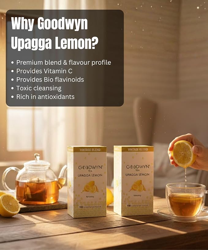 Goodwyn Lemon Black Tea – 100 Individually Wrapped Plastic-Free Tea Bags, Lemongrass Black Tea with Natural Lemon Flavor, Medium Caffeine, Sugar-Free Gluten-Free Travel-Friendly