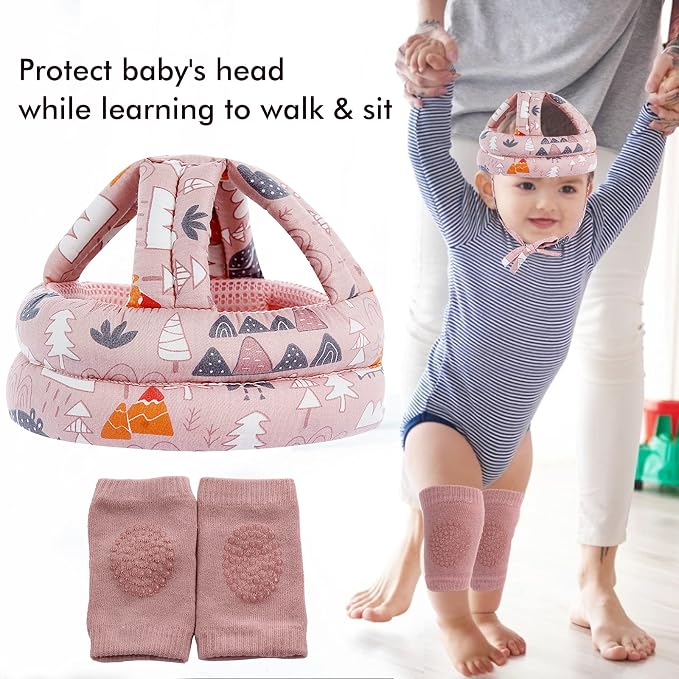 Baby Safety Helmet Infant Toddler Breathable & Adjustable Head Cushion Bumper Bonnet for Running Walking Crawling (Pink), BB-1003