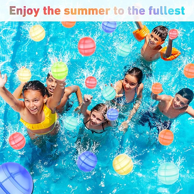 Reusable Water Balloons for Kids, 12PCS Refillable Latex-Free Silicone Water Bomb with Mesh Bag, Summer Toys Beach toys Swimming Pool Party Supplies Bath Toy Outdoor Idea Gift for Kids