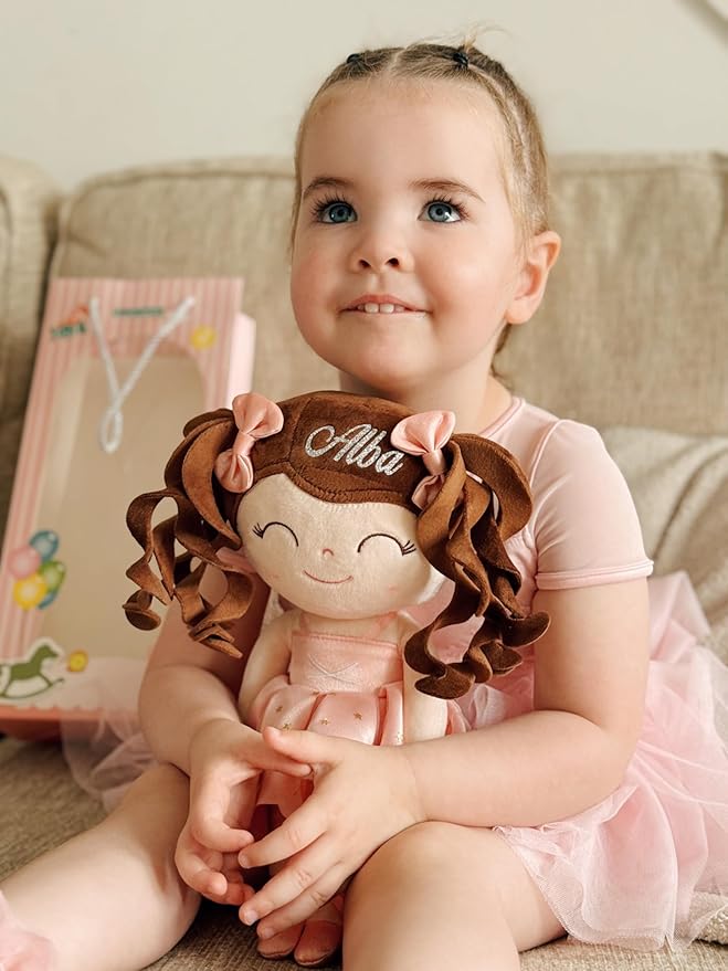 Gloveleya Personalized Name Ballerina Doll – Custom Plush Ballet Girl Doll 13", Unique Gift for Baby Shower, Birthday, Christmas & Holiday Keepsake for Toddlers and Little Girls