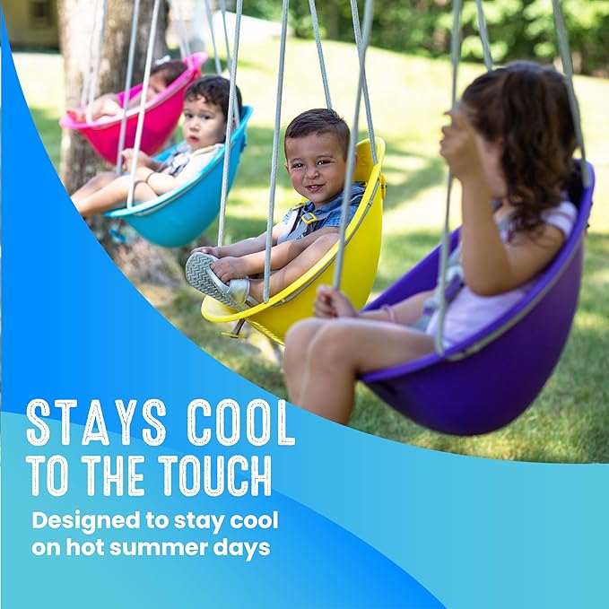Swurfer Coconut Toddler Swing – Comfy Baby Swing Outdoor, 3- Point Adjustable Safety Harness, Secure, Safe Quick Click Locking System, Blister-Free Rope, Easy Installation, Ages 6-36 Months