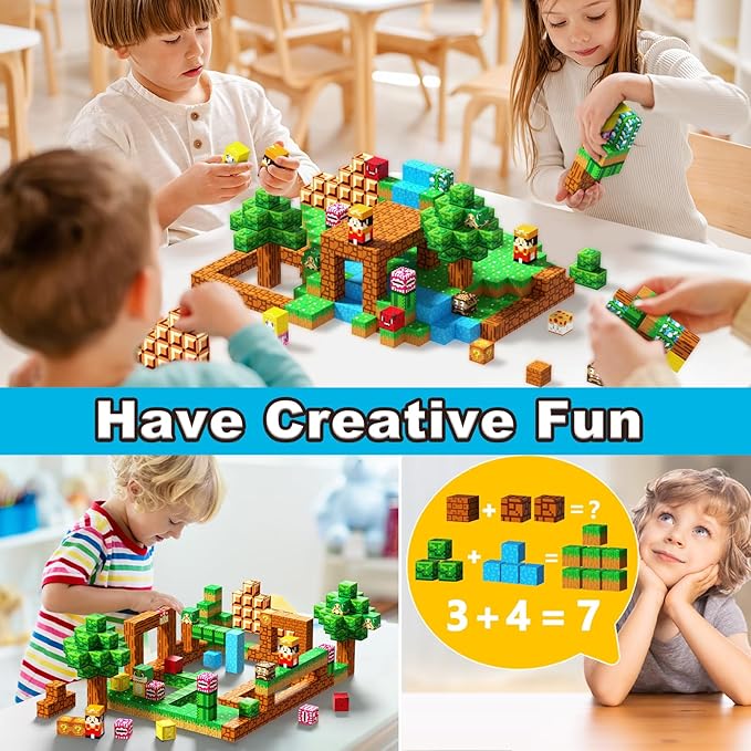 Magnetic Blocks Sensory Toys for Kids: Magnetic Building Blocks for Boys & Girls Ages 3+, Educational STEM Kids Toys for Creative Learning with 32 Patterns, Christmas Birthday Toddlers Gifts (100pcs)