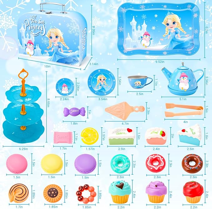 INNOCHEER Tea Party Set for Little Girls Toys, Toys for Kids, Tea Sets for Toddlers 3-5, Pretend Play Kitchen Toy, Birthday Christmas Princess Gifts Toys for 3 4 5 6 7 + Year Old Girls