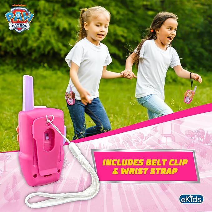 eKids Paw Patrol Skye Liberty Walkie Talkies for Kids, Static Free and Extended Range, Indoor and Outdoor Toys (Skye Liberty)