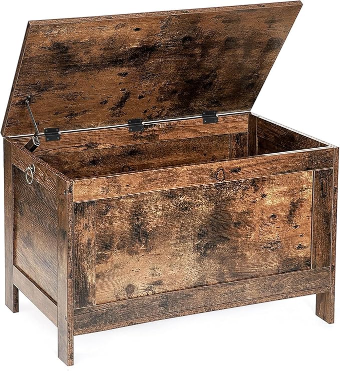 HOOBRO Toy Box, Retro Wooden Look Storage Chest with Safety Hinge, Entryway Storage Bench Supports 220 lb, 29.9 x 15.7 x 18.9 Inches Toy Chest Organizer, Easy Assembly (Rustic Brown) BF75CW01G2