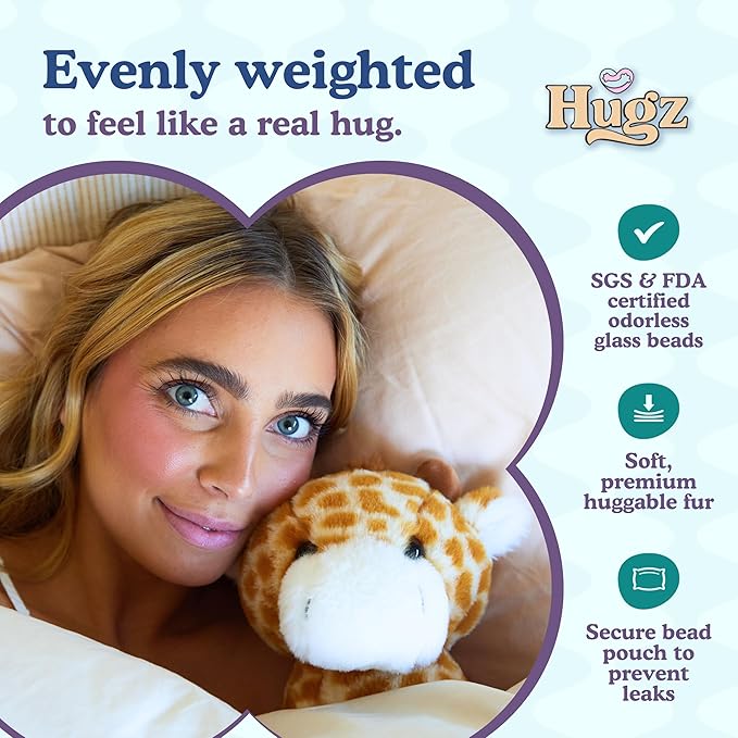 Hugz Official Moose The Giraffe – Premium Weighted Stuffed Plushie 3.8 lb for Adults & Kids – Microwavable Stuffed Animal – Heatable & Coolable – Super Soft Fur – Gift Ready Tube Packaging