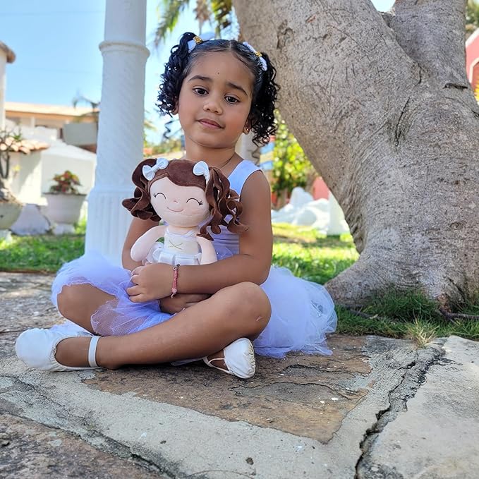 Gloveleya Personalized Ballerina Doll – Custom Name Baby Girl Gift, Soft Plush Rag Doll with White Ballet Dress, 13 Inches – Birthday, Baby Shower & Holiday Keepsake