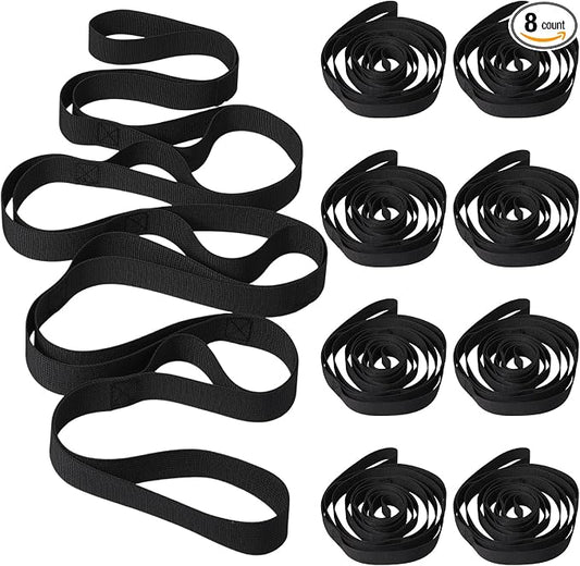 Foilswirl 8 Pack Stretching Strap with 10 Loops Bulk Yoga Strap Bulk for Physical Therapy Stretch Bands with Loops Non Elastic Bands for Exercise Dance