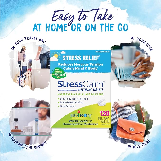 Boiron StressCalm Tablets for Relief of Stress, Anxiousness, Nervousness, Irritability, and Fatigue - 120 Count