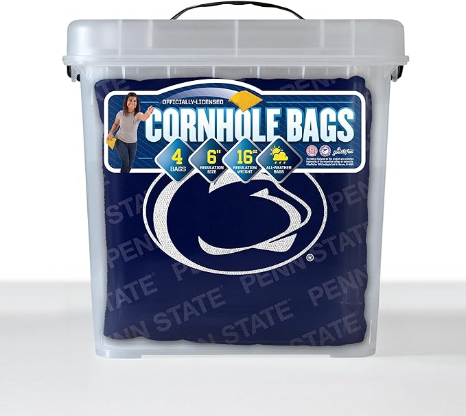 YouTheFan Officially-Licensed NCAA Set of 4 Cornhole Bags - All Weather Regulation 6” x 6” Size - 16oz Weight - Designed in USA