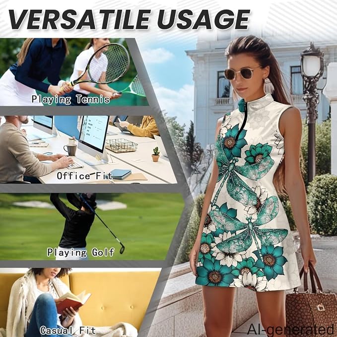 Golf Dress Tennis Dresses for Women with Built in Shorts and Pockets Sleeveless Athletic Dress Workout Dress
