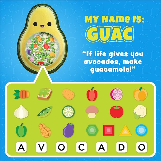 BIZYBOO - The Original Seek & Find Plush - Hidden Object Search Problem Solving Educational Matching Game for Kids 2 and Up (Guac)