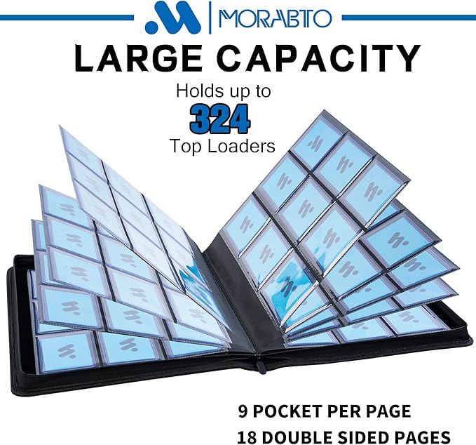 Top Loader Binder, Holds 324 Top Loaders,9 Pocket Top Loader Binders for 3" x 4" Rigid Cards,Top Loader Card Binder for Hard Plastic Top Loaders -Turquoise