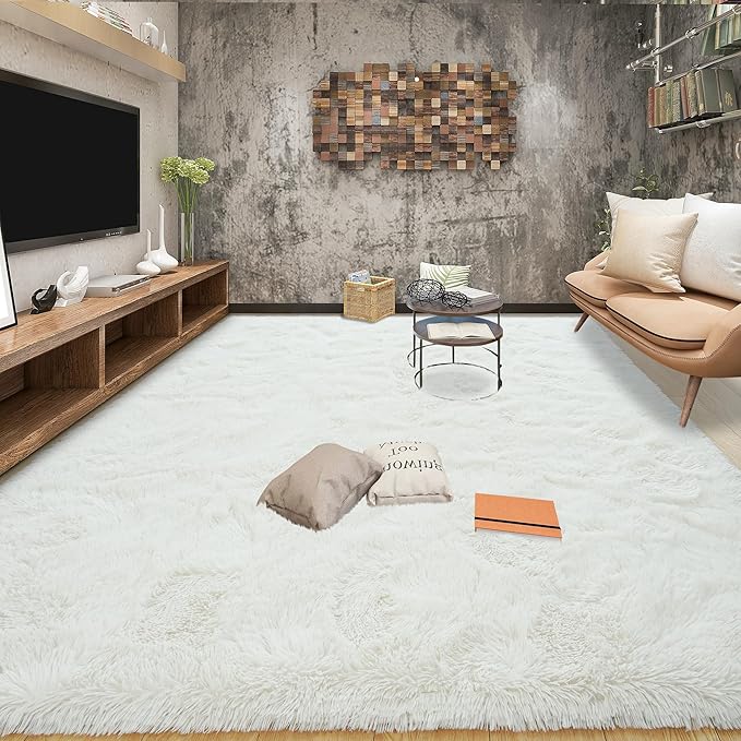 Tepook Soft 3x5 Small Bedside Rug Washable, Fluffy Shaggy Rugs for Living Room Bedroom, Plush Indoor Floor Carpet for Kids Girls Boys Dorm Nursery Home Decor Aesthetic, Cream White