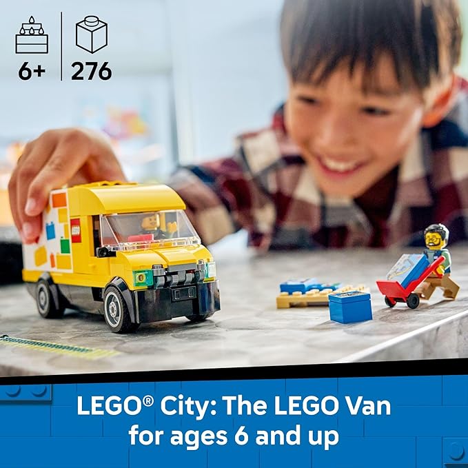 LEGO City: The Van Building Toy for Kids - Pretend Play Set for Boys & Girls, Ages 6+ - Delivery Van Toy W/2 Minifigures & 4 Mini Box Elements - Gift Idea for Birthdays - 60500