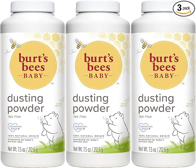 Burt's Bees Baby Powder, Hypoallergenic Dusting Powder, Non-Irritating, Calming Skin Care, All Natural, Talc Free,7.5 Ounce (Pack of 3)