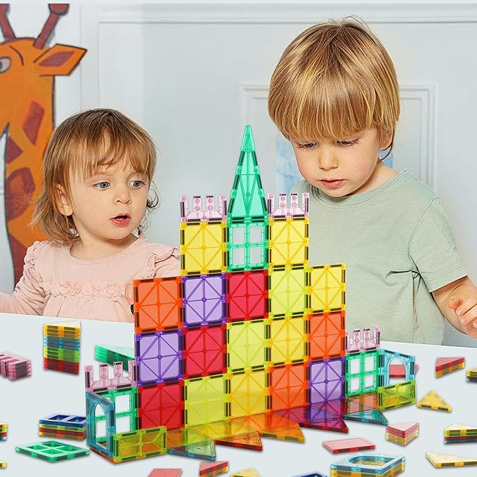 Magnetic Tiles 106 Piece Set, Magnet Building Blocks for Kids Toddlers, STEM Construction Toys with Gift Box for Ages 3 4 5 6 7 8+ Year Old Boys Girls