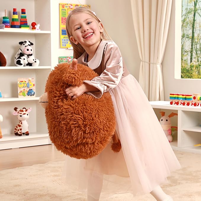 Original 16-Inch Large Highland Scottish Cow Plush Pillow Stuffed Animal Toy,Big Size Cute Soft Kawaii Hugging Cuddle Huggable Plushie,Gift for Kids