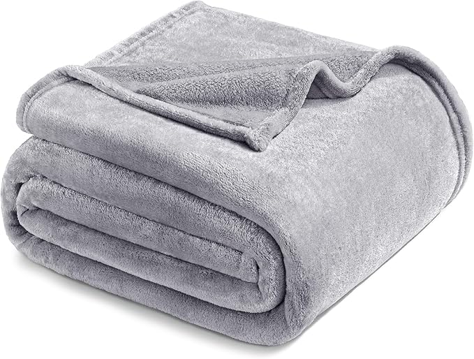 Exclusivo Mezcla Soft Fleece Blanket King Size for Bed, Light Grey | 104x90 Inches, Double-Sided Brushed Flannel, Lightweight Plush Cozy Blanket for Home Decor, All Season, Machine Washable