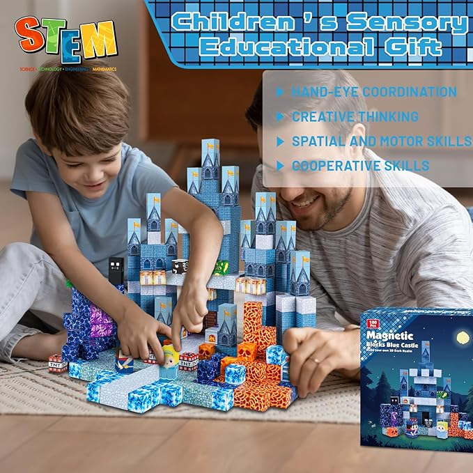 Magnetic Blocks - 100 PCS Magnetic Building Blocks - Magnet Cubes Toys Stacking,STEM Montessori Sensory Toys for 3+ Year Old Boys & Girls Birthday Gifts(0.8IN/2CM)