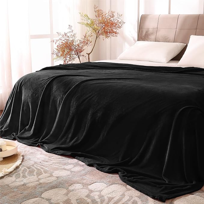 BEDELITE Fleece Blanket Soft Plush Queen Size Bed Blanket Black 90"x90" | Ultra Soft Fleece, Plush Microfiber, Lightweight Warmth, All Season Comfort, Fade Resistant, Machine Washable,Perfect for Bed