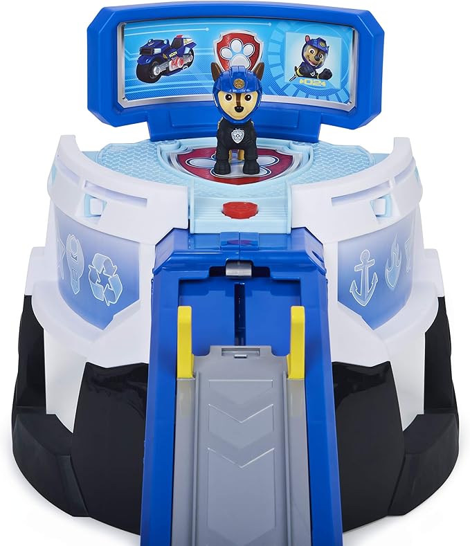 Paw Patrol, Moto Pups Moto HQ Playset Toy with Sounds and Exclusive Chase Figure and Motorcycle Vehicle
