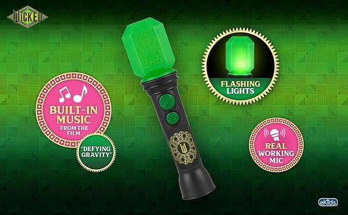 eKids Wicked Microphone Toy, Includes Built-in Music and Lights, Designed for Fans of Wicked Toys
