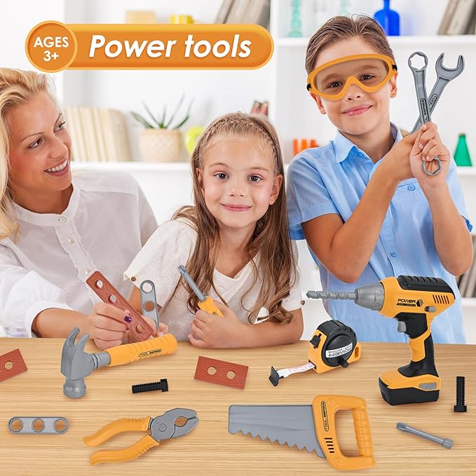 Kids Tools Set for Boys,Toddler Tool Set with Tool Bag & Electronic Drill,Construction Pretend Play Tools for Kids ,Toys for 3 4 5 Year Old Boys
