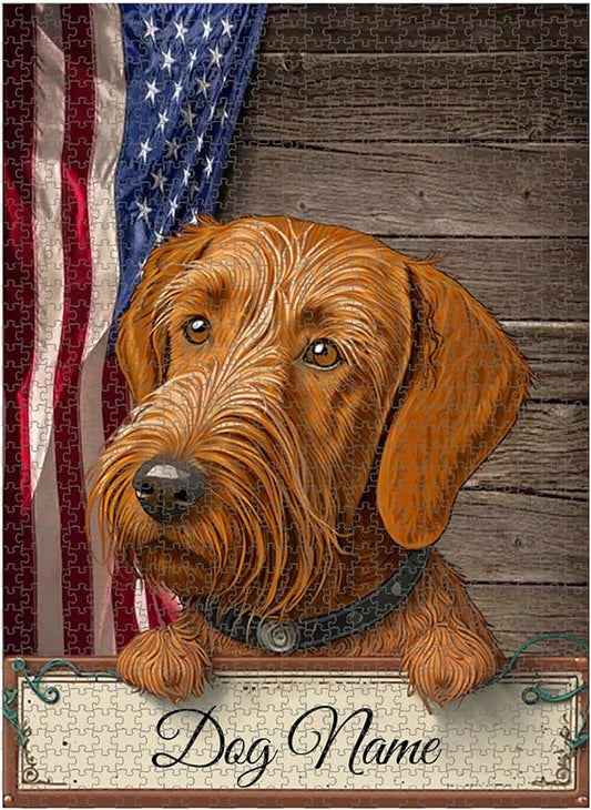 Custom Wooden Jigsaw Puzzles with Your Dog's Name on Wirehaired Vizsla Art Print - 300 500 1000PCS Puzzles Game and Home Wall Decor