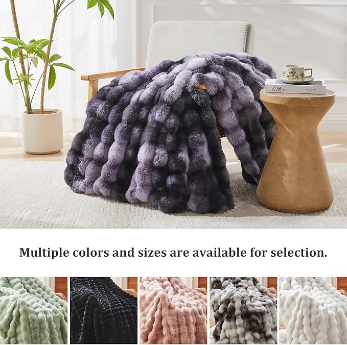 Faux Fur Throw Blanket for Couch, 1000 GSM Cozy Fuzzy Fluffy Soft Plush Thick Bubble Sherpa Blanket for Sofa Bedroom Living Room, Mothers Day Birthday Gifts for Women Home Decor