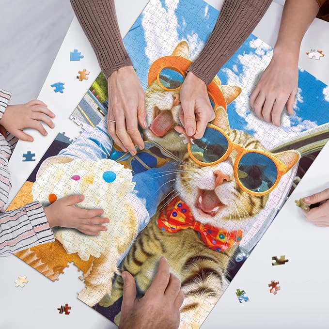 1000 Pieces Jigsaw Puzzles for Adults and Teens and Family Happy Game Time Animal Cute Funny Puzzle (Cats' Selfie)
