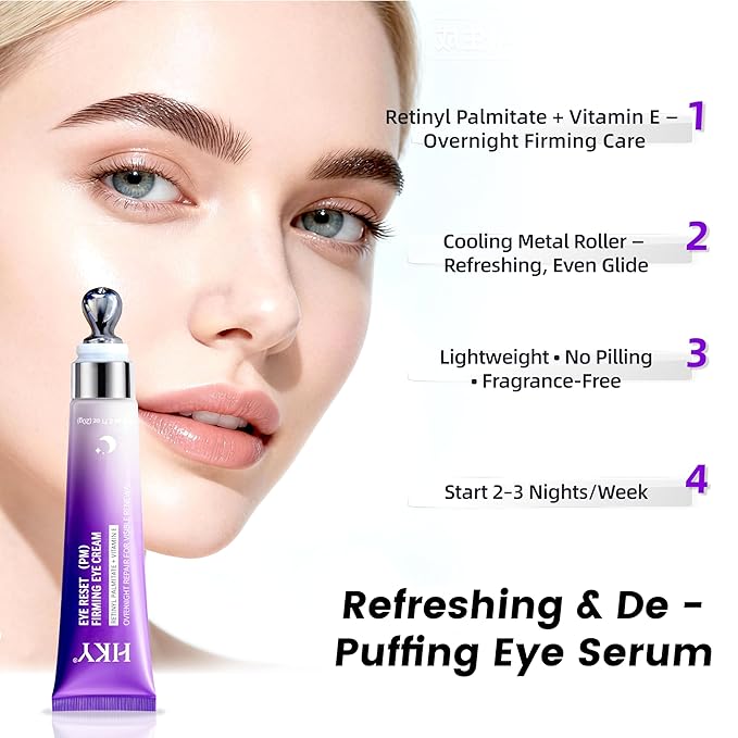 HKY Eye Cream, Under Eye Bags And Wrinkles Repair Cream Brightener, Anti Aging, Dark Circles Puffiness Under Eye Treatment With Retinol Serum & Vitamin E, Overnight Instant Firming