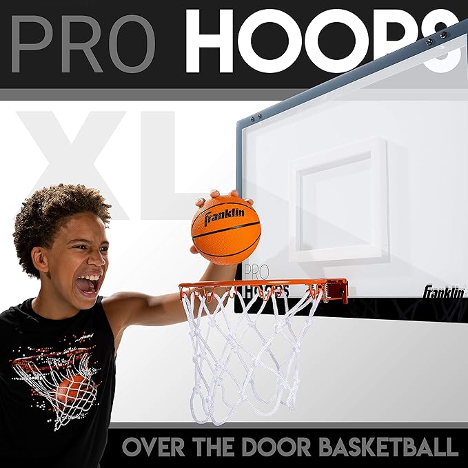 Franklin Sports Mini Basketball Hoops-Indoor Over The Door Mini Hoop+Basketball Sets-Perfect Accessory for Bedroom+Office