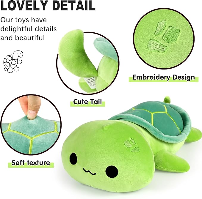 Onsoyours Sea Turtle Cute Plush, Green Soft Stuffed Animal Turtle Plush Pillow, Tortoise Kawaii Plushie Toy for Kids (Green Turtle, 13")