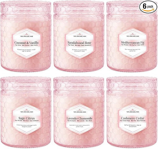 6 Pack Soy Wax Candles Sets, Scented Candles Gifts Sets for Women Birthday Christmas, 5.5 Oz Each Natural Aromatherapy Candles for Home, Spa, Relaxation & Home Decoration