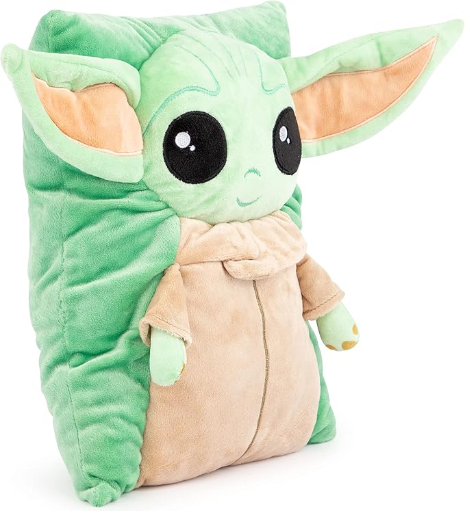 Jay Franco Star Wars The Mandalorian Baby Yoda Grogu 3D Snuggle Pillow - Super Soft – Measures 15 Inches (Official Star Wars Product)