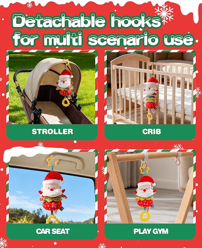Jollybaby My Baby First Christmas Musical Hanging Toys for Toddler 0-6-12-36 Months, Car Seat Stroller Crib Toy, Christmas Stocking/Socks Stuffers Gifts for Tummy Time Infants/Newborns Boy and Girl