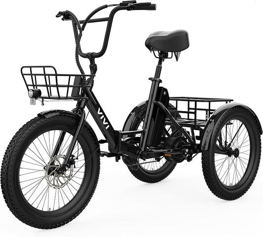 Vivi T01 20" x2.6 Fat Tire Electric Tricycle for Adults, 750W Peak 20'' Folding 3 Wheels Electric Bike, 95% Pre-Assembled, Speed Differential, 15.5MPH Eletric Trike with Bracket