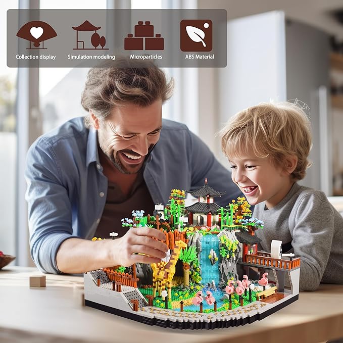 Animal Zoo Micro Mini Building Blocks Model Set with Giraffe Panda Flamingo, Creative Animal World Toys Gifts for Adult and Age of 14+ 5000PCS