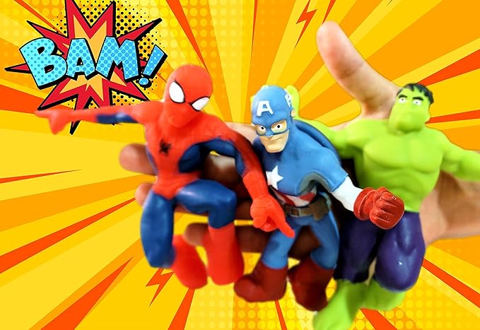 JA-RU Marvel Avengers Stretchy Toys (2 Units Assorted) Hulk, Spiderman or Captain America. Heroes Squish & Pull Toys. Calming Fidget Toy, Stress Toys for Kids & Boys Toys DEF-6900-2