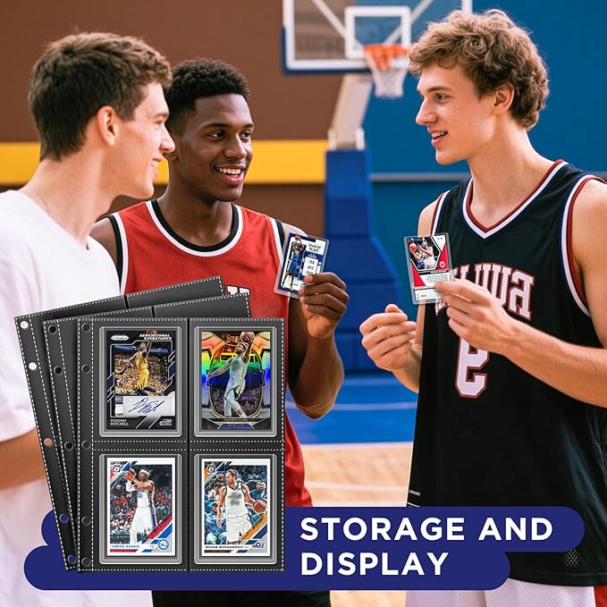 Top Loader Sleeves 4-Pocket Trading Card Storage Refill Binder Pages – 25 Pack